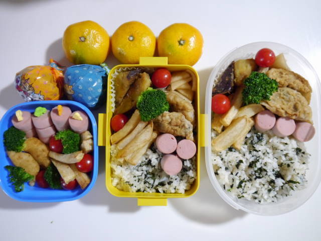 夫と中学生娘と小学生息子のお弁当 かしこくなる 出世するかも 弁当